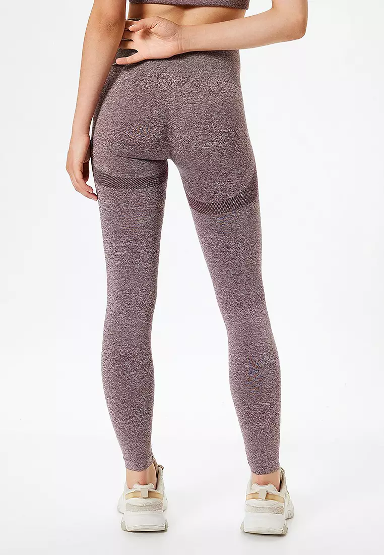 Seamless Leggings Sports High Waist Tulle Detailed Flecked Slim Fit