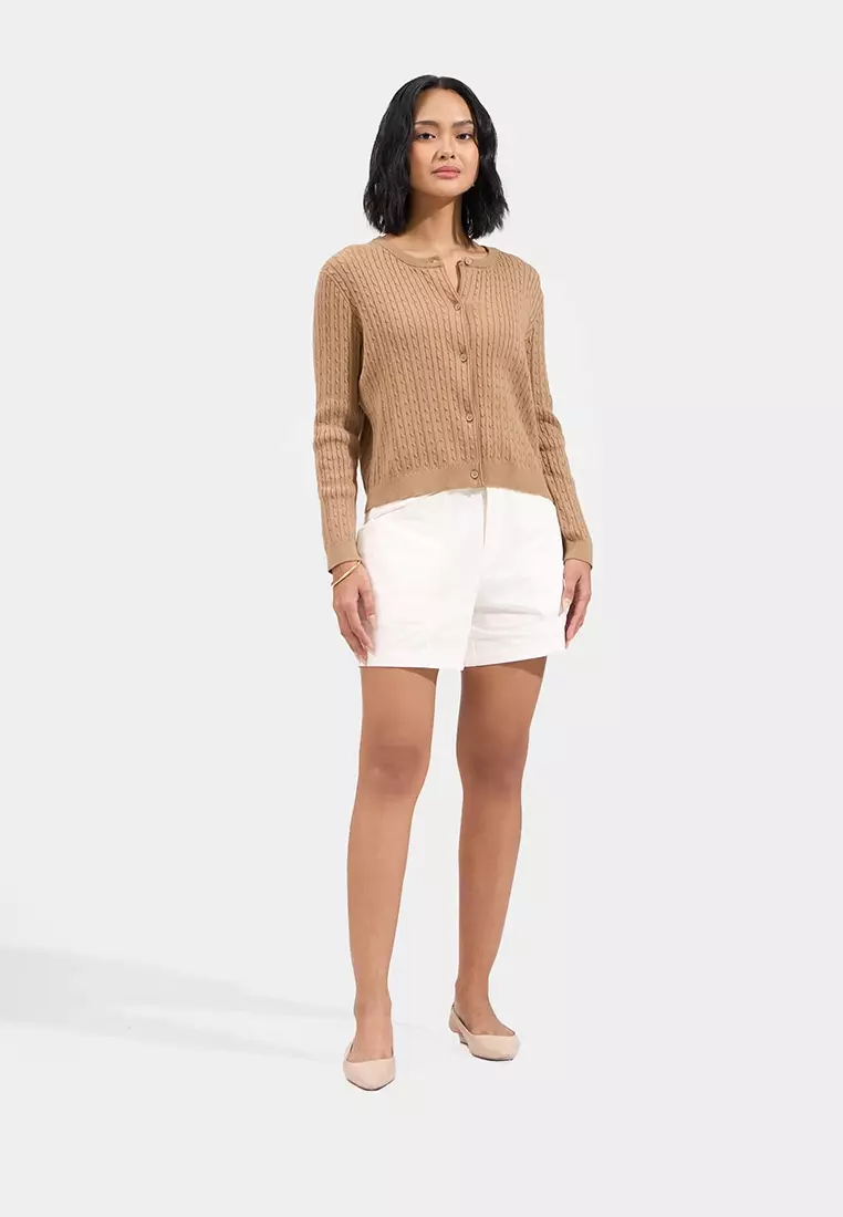 Button Down Cable Knit Cardigan