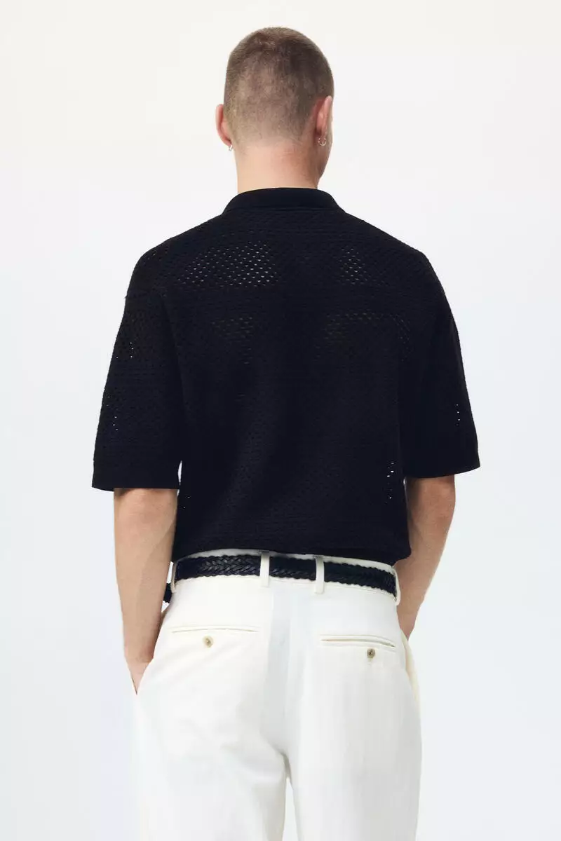 Relaxed Fit Hole-knit polo shirt