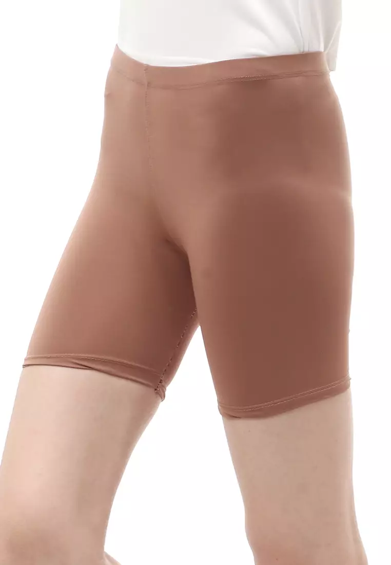 Hot Pants Motif Polos Design Simple Dalaman Wanita Relaxed Fit - Mocca