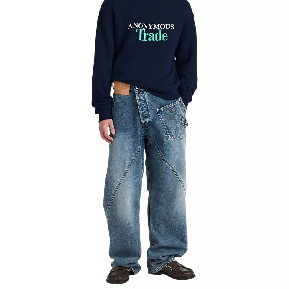 Twisted Workwear Jeans in Mid Blue