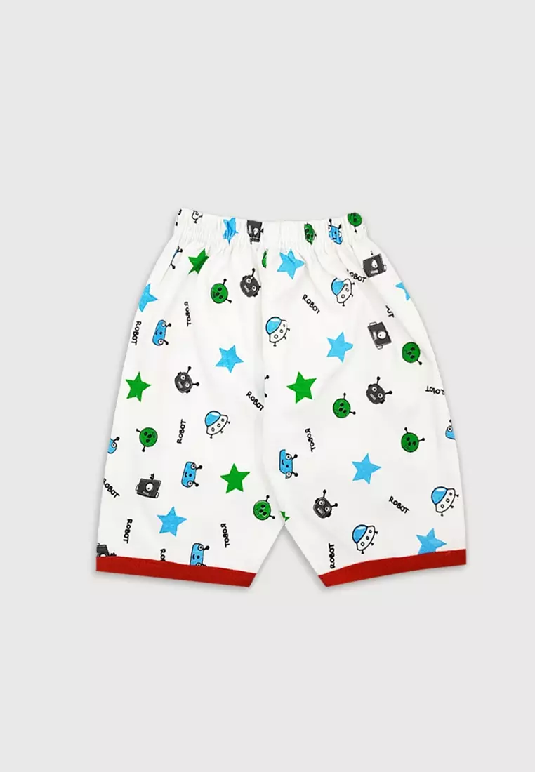 Wakakids Setelan Bayi Anak Laki Laki Usia 6 - 12 Bulan Motif Cool Robot 3349 Merah