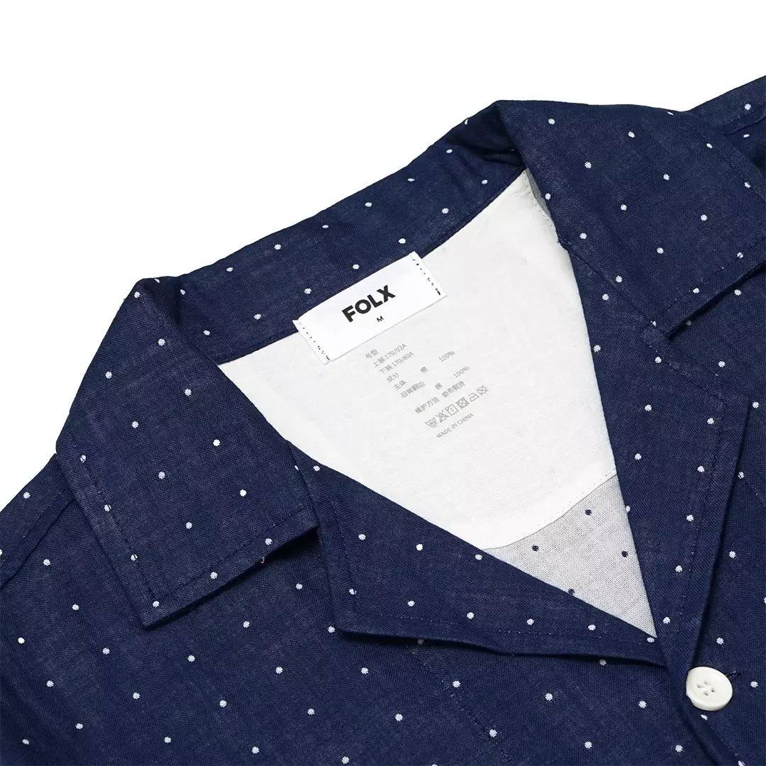 Patterned Cotton Pyjamas Set Navy