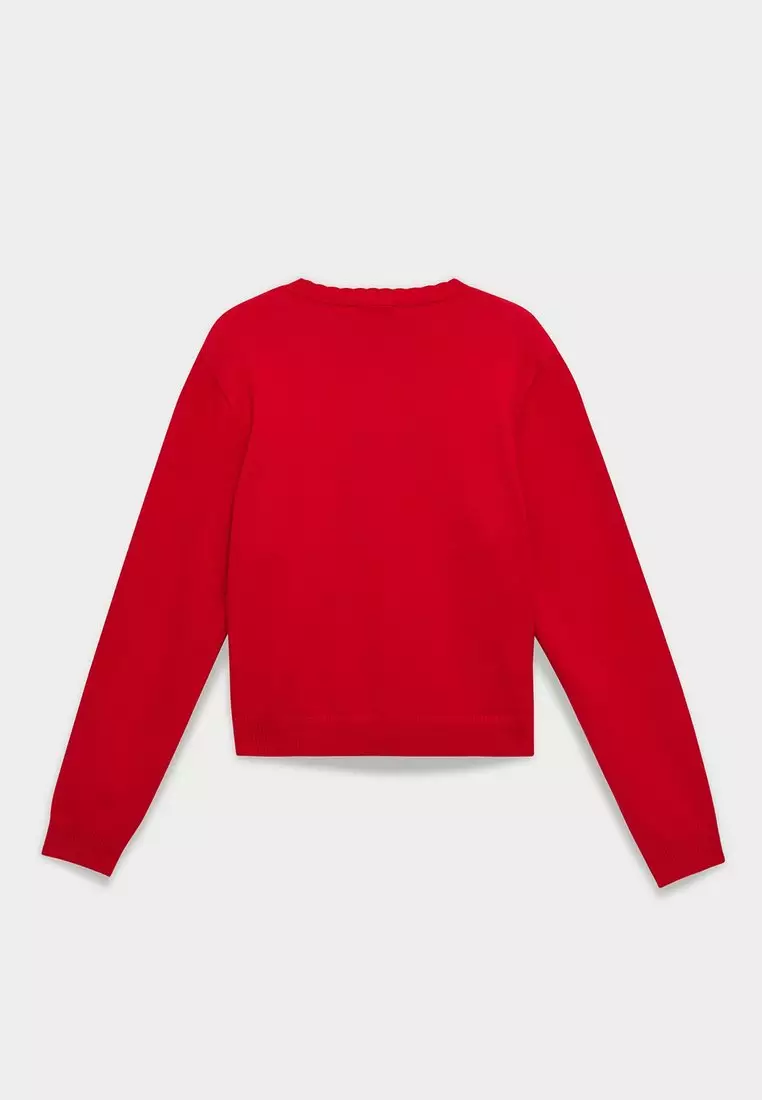 Embroidered Horse Cardigan - Red