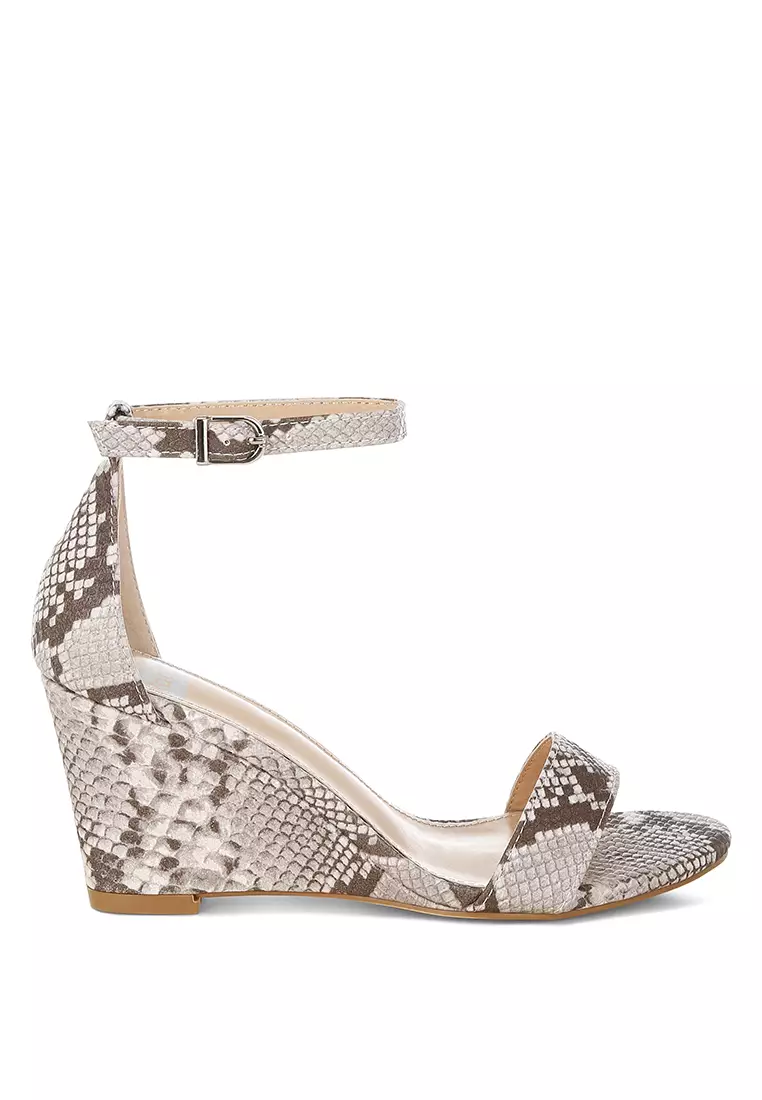 Discount on Rag & CO.  shoes - SKU: Snake Print Slim Wedge Heel Sandals