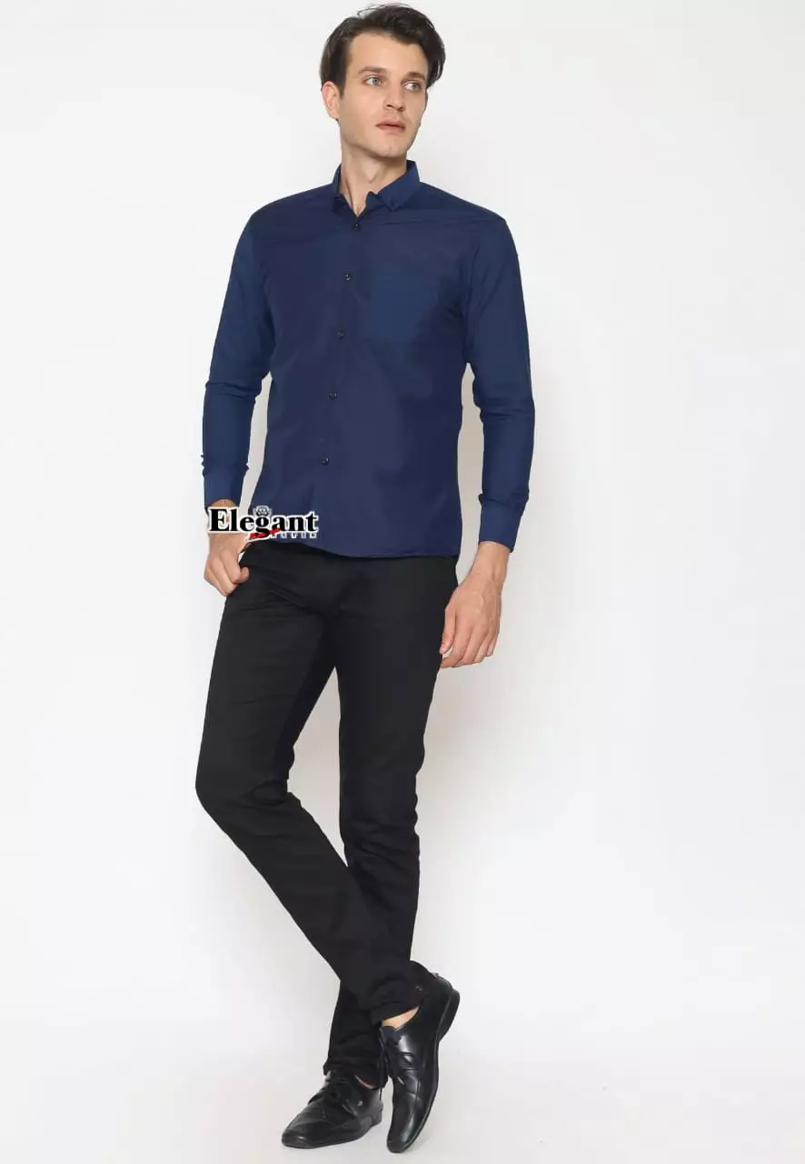 Kemeja Polos Navy Premium Slimfit Elegant