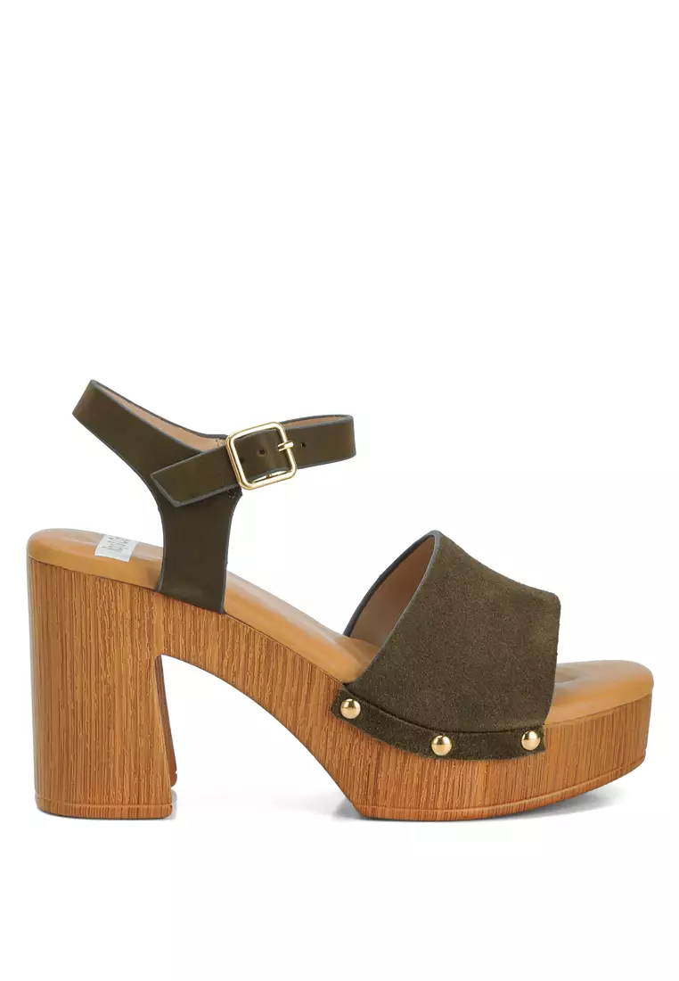 Discount on Rag & CO.  shoes - SKU: Olive Suede High Block Sandals