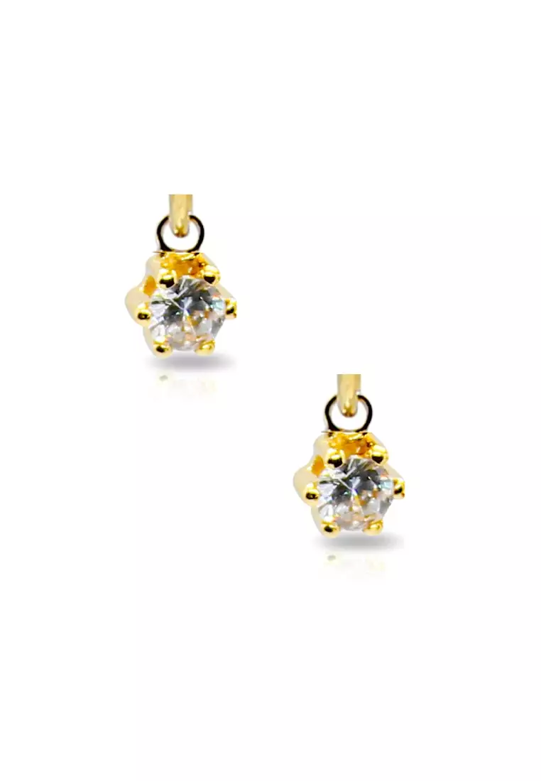Buy DUCHESS JEWELS Little Duchess Dangling Zirconia 14k Yellow Solid