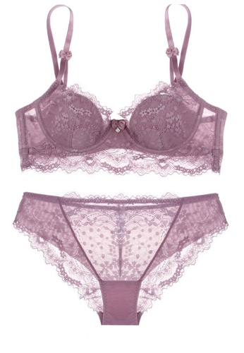W.Excellence purple Premium Purple Lace Lingerie Set (Bra and Underwear) E2973US26C523EGS_1