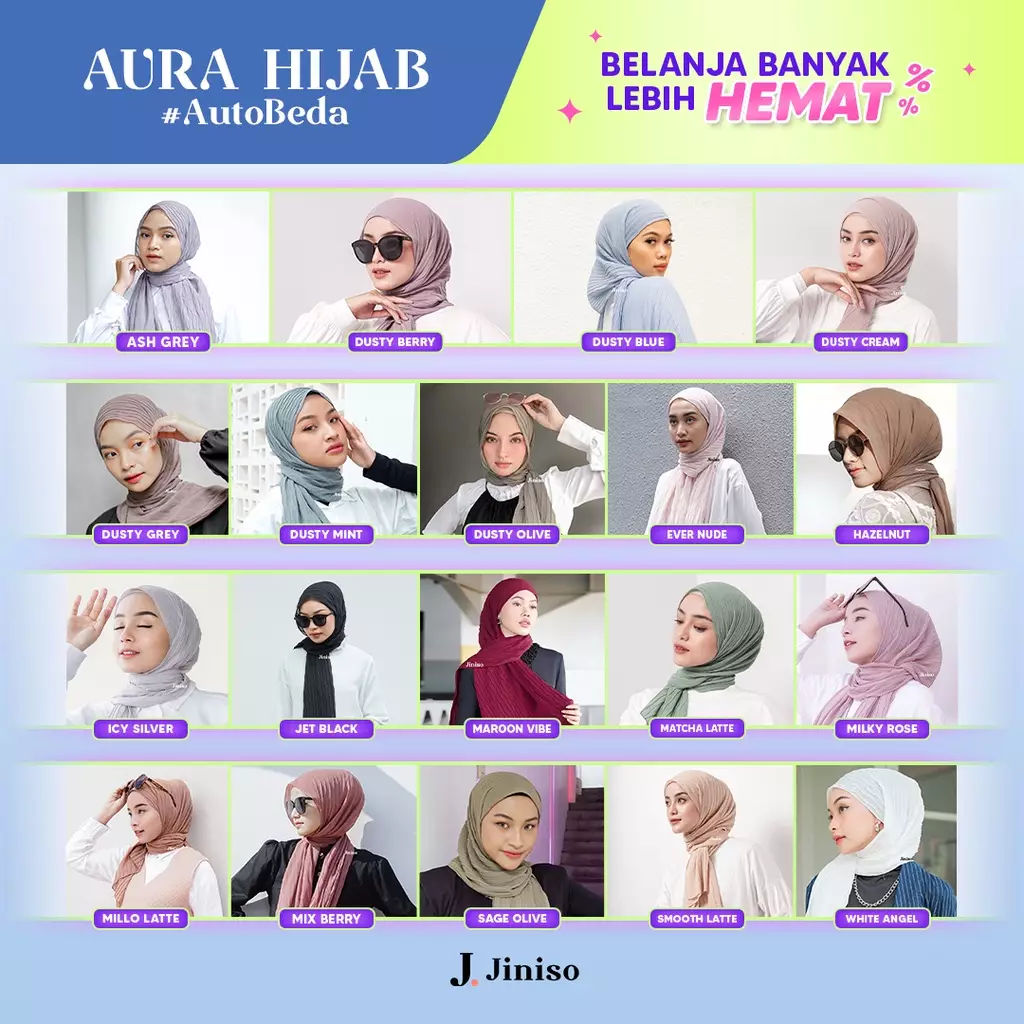 AURA Active Hijab Pashmina Full Plisket Wave