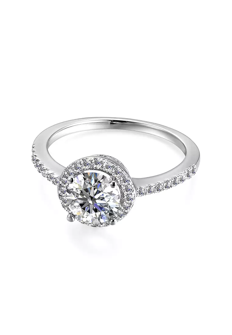 Berlian Moissanite Mon Elaine Ring [GRA CERTIFICATE MOISSANITE DIAMOND] - Cincin 1.0 CT Moissanite Diamond 925 Silver Celesta by Her Jewellery