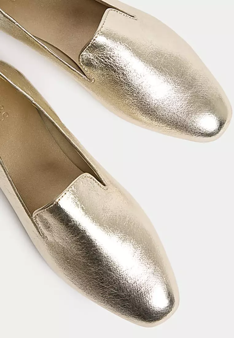 Gold Metallic Slipper Loafers