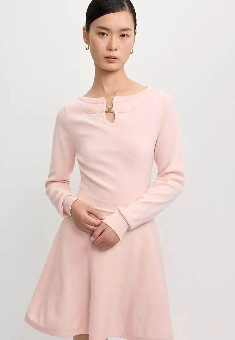 Keyhole Knit Dress - Light Pink