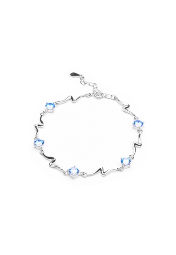 Millenne silver MILLENNE Multifaceted Blue Topaz ZigZag White Gold Bracelet with 925 Sterling Silver 8A9EFAC54D6524GS_1