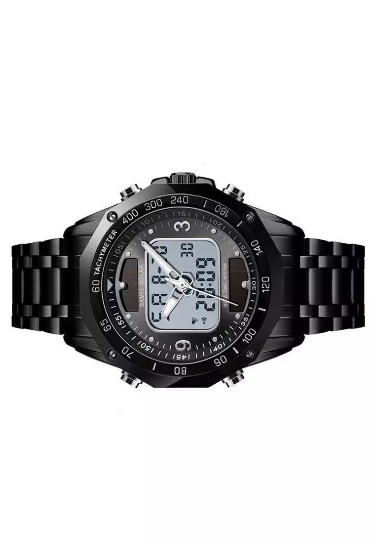Jam Tangan Casual Solar Digital Analog Pria Waterproof Strap Tali Material Stainless Steel WW23 ORIGINAL