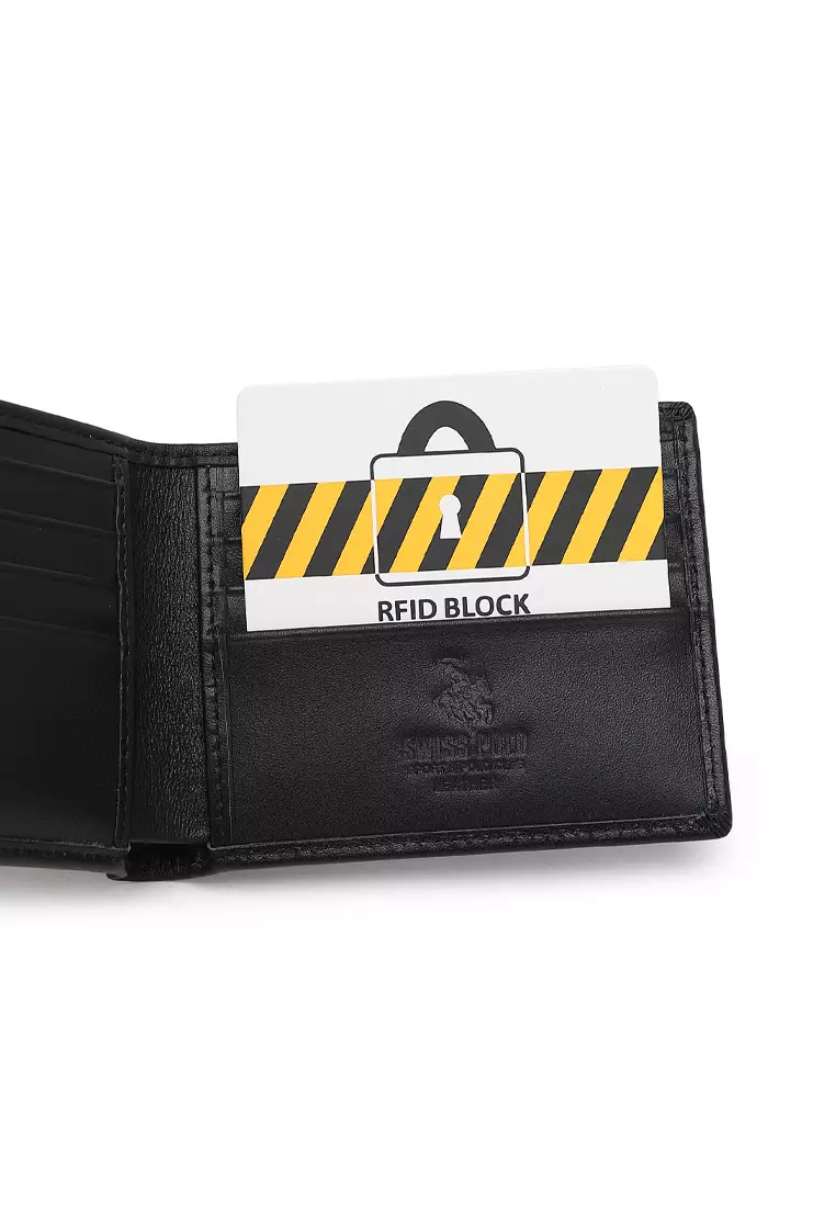 Men's Genuine Leather RFID Blocking Fortune Wallet (Genuine 皮具錢包) - 黑色