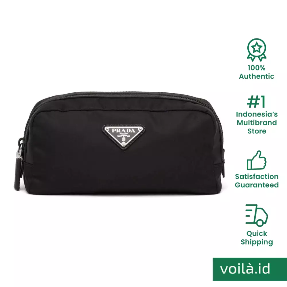 Jual Prada Prada ReNylon Saffiano Leather Toiletry Bag Black Original