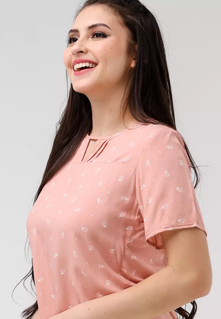 Woven Printed Rayon Short Sleeves Blouse