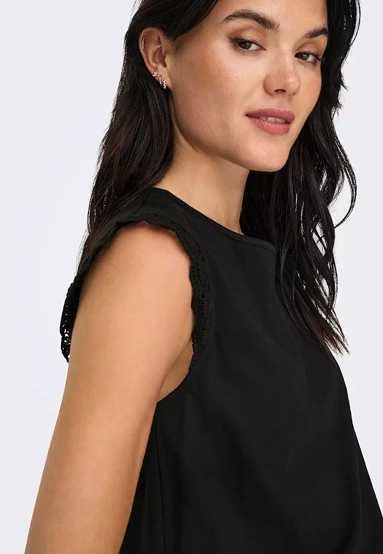 Sleeveless Crochet Jersey Top