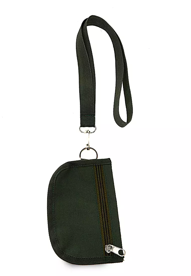 Kyven Dompet Canvas Slempang Motif Polos Zip Fastening Wanita - Army