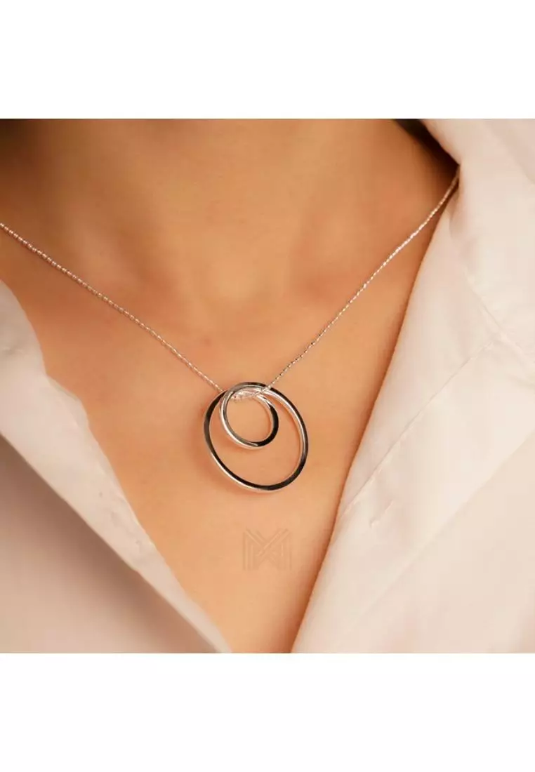 Minimal Dual Round Tube Silver Pendant with 925 Sterling Silver