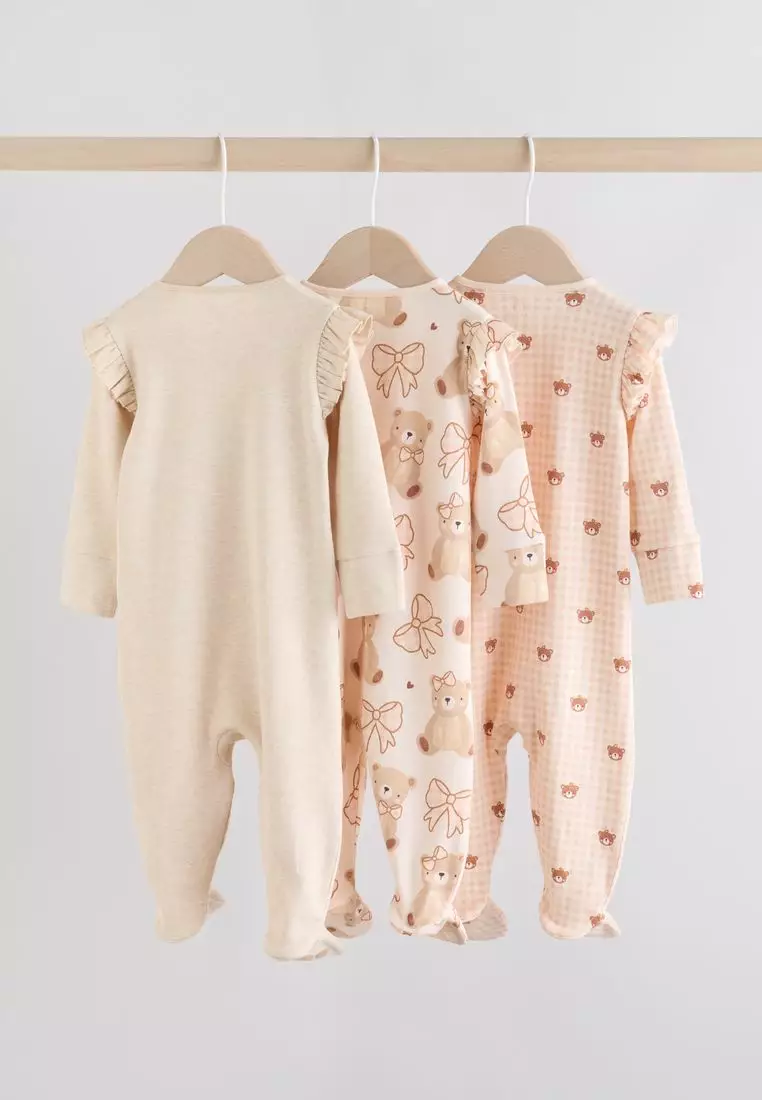 Two Way Zip Baby Sleepsuits 3 Pack