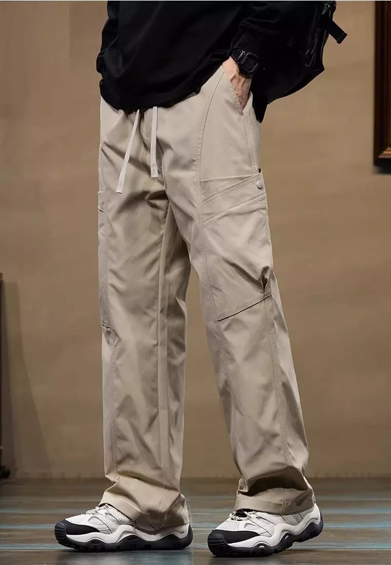 抽繩休閒寬腿褲