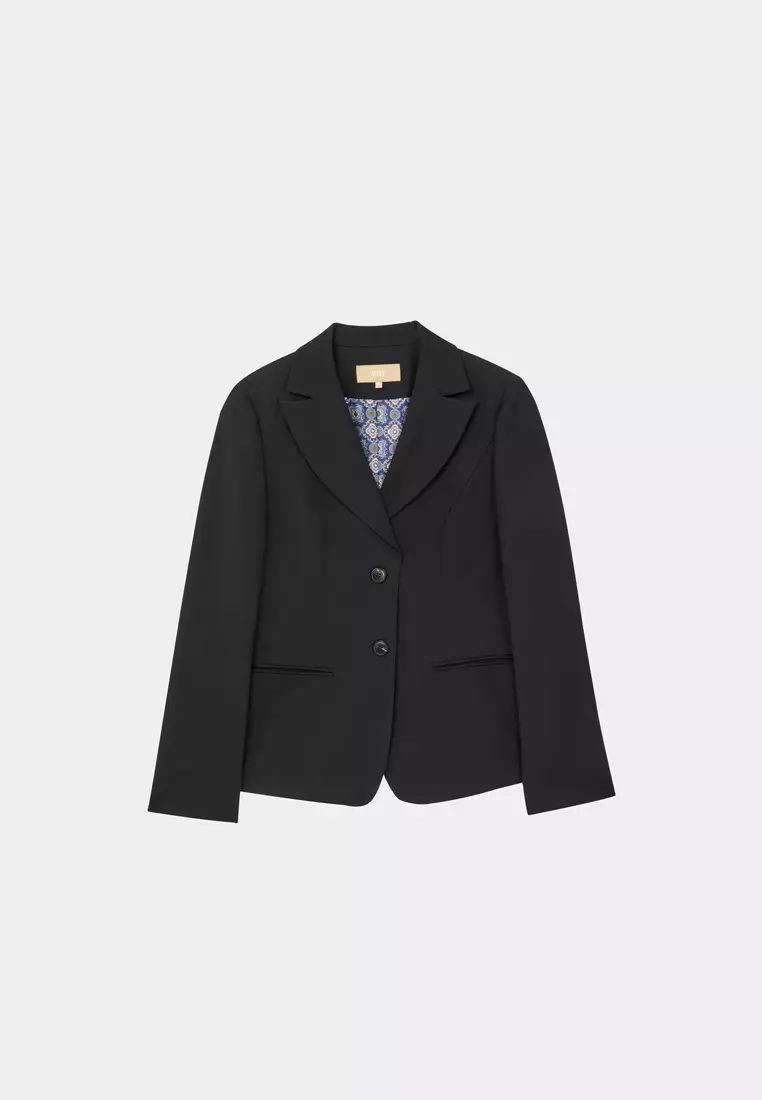 Black Textured Wide Peak Lapel Suit