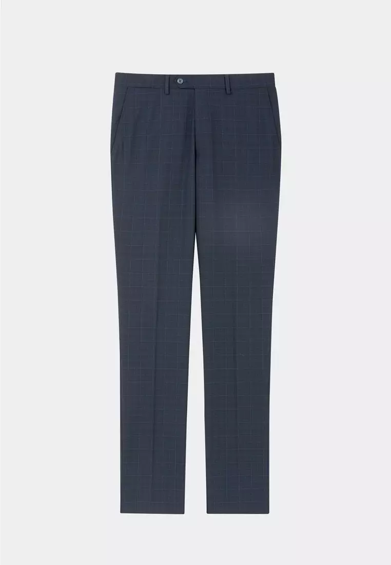 Midnight Blue Check Tailored Trousers