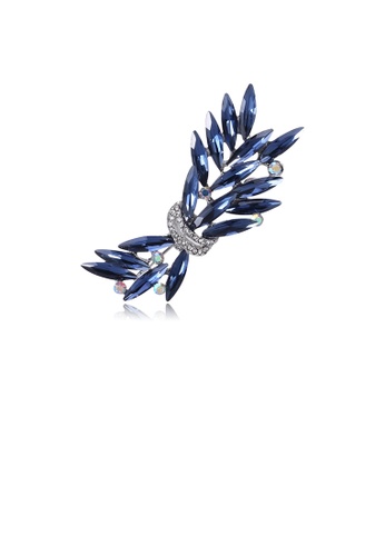 Glamorousky blue Fashion and Elegant Floral Brooch with Blue Cubic Zirconia 46ECEAC16598F6GS_1