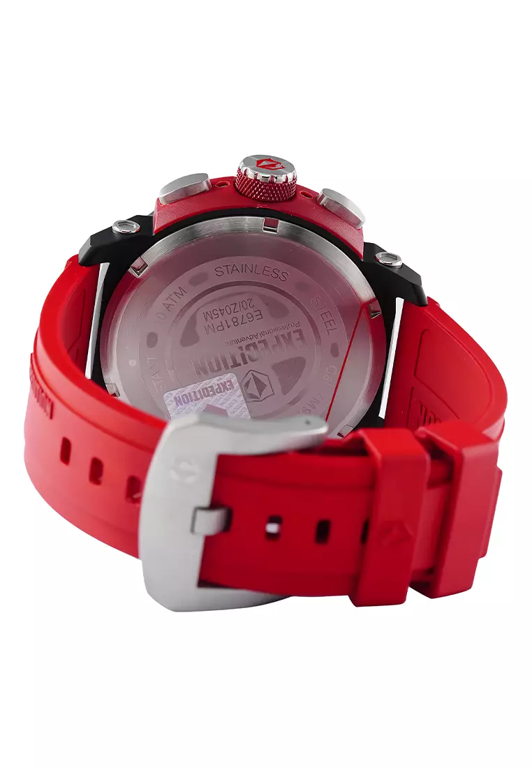 Expedition - Jam Tangan Chronograph Pria - Red - Rubber Strap - 6781PMCRTBBARE