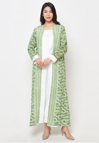 Jual Rinjanie Avon Rinjanie Avon Gamis Ramadhanie Long Dress Batik Cap Mix Velvet Satin Green Motif 1 Original Zalora Indonesia