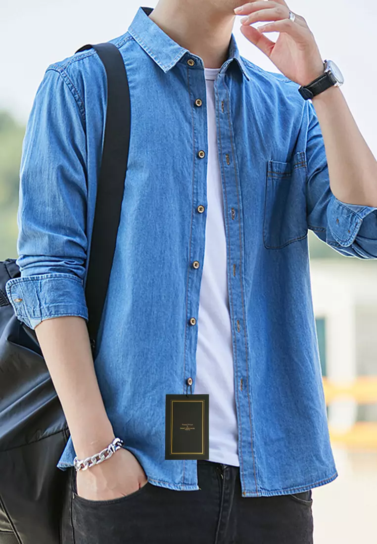 Thin Long Sleeved Denim Shirt C709