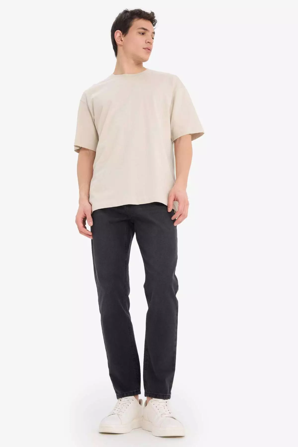 100% 棉 寬鬆闊管圓領基本款淨色短袖T恤 E6885Axns