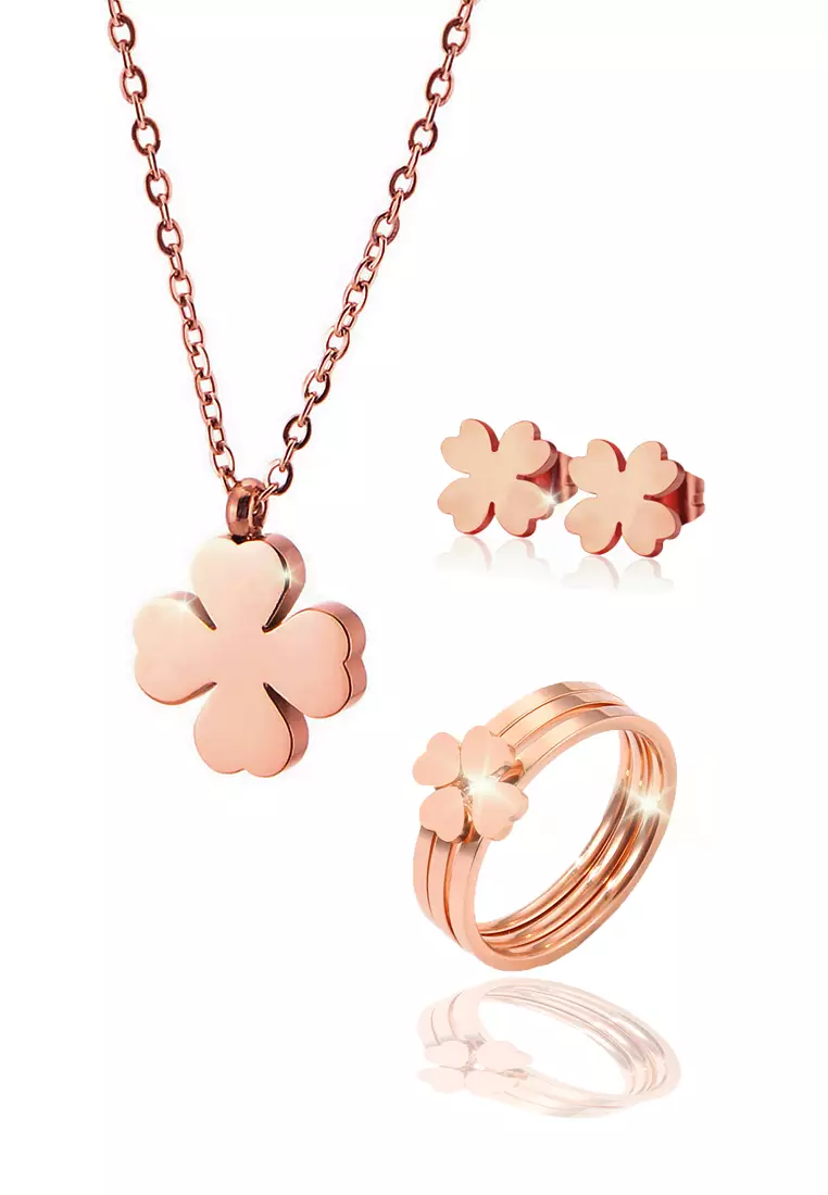 Four leaf clover on sale necklace rose gold