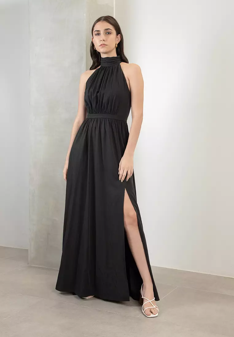 Halter Neck Slit Dress