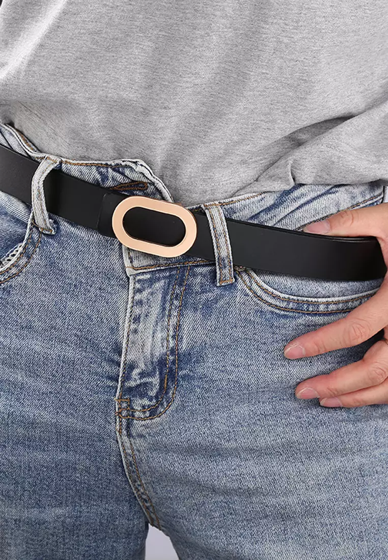 Oval Buckle Leather Belt WS-PD277