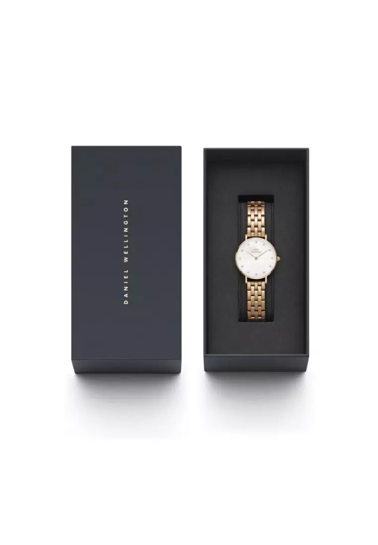 Petite Lumine 28mm 5-Link Rose Gold MOP White Dial - Watch for women - Stainless Steel watch strap -  - DW official - Women's watch - Female watch - Ladies watch - Authentic - Jam tangan wanita - jam tangan perempuan