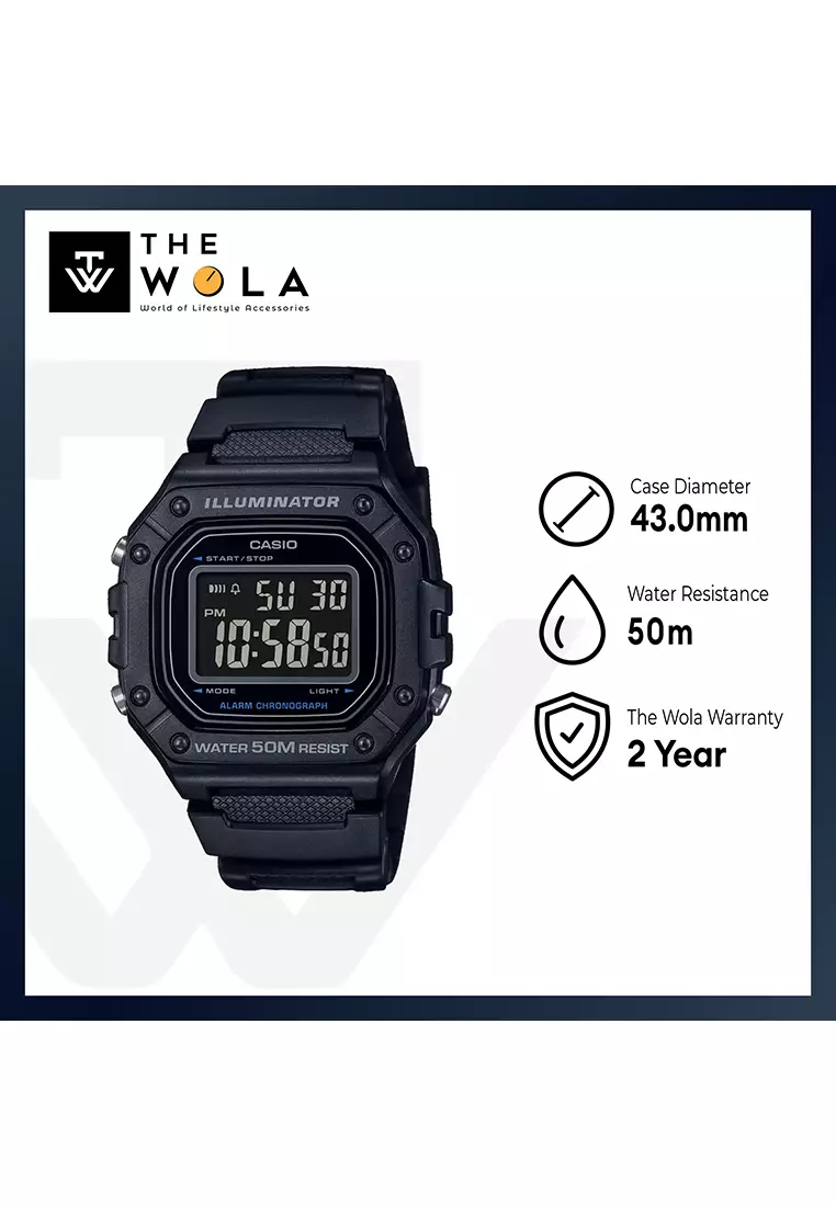 W-218H-1BV Men's Digital Sport Watch with Black Resin Band