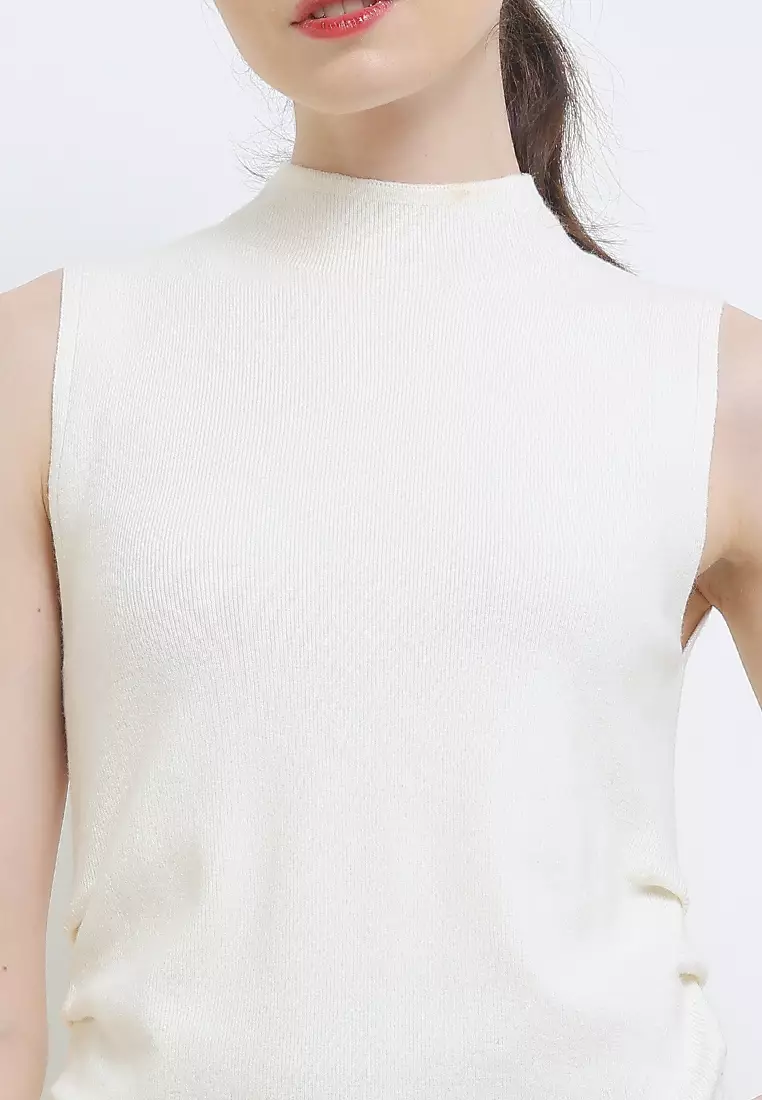Mockneck Cinched Knit Top