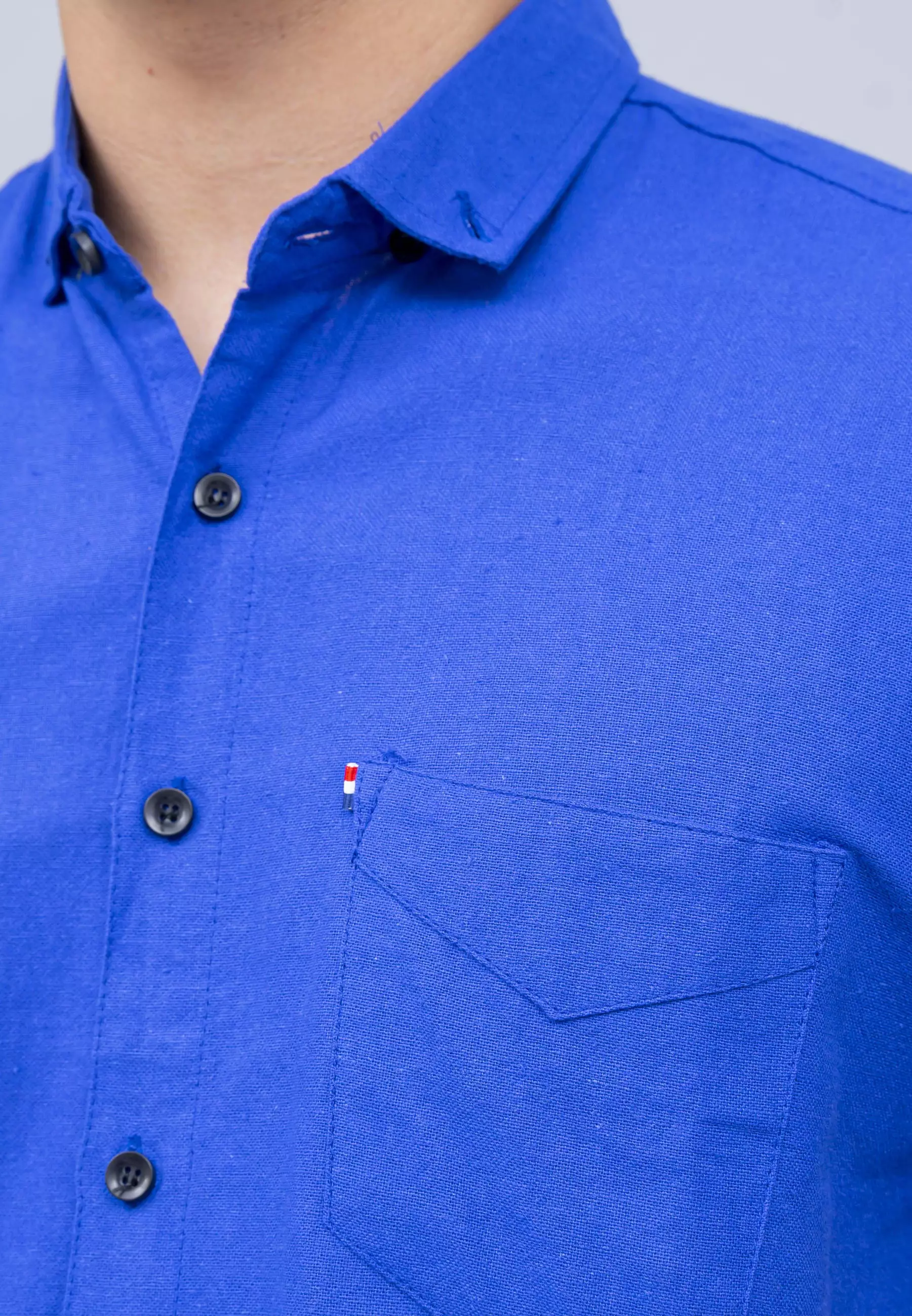 Houseofcuff Kemeja Pria Lengan Pendek Slim Fit Biru Elektrik