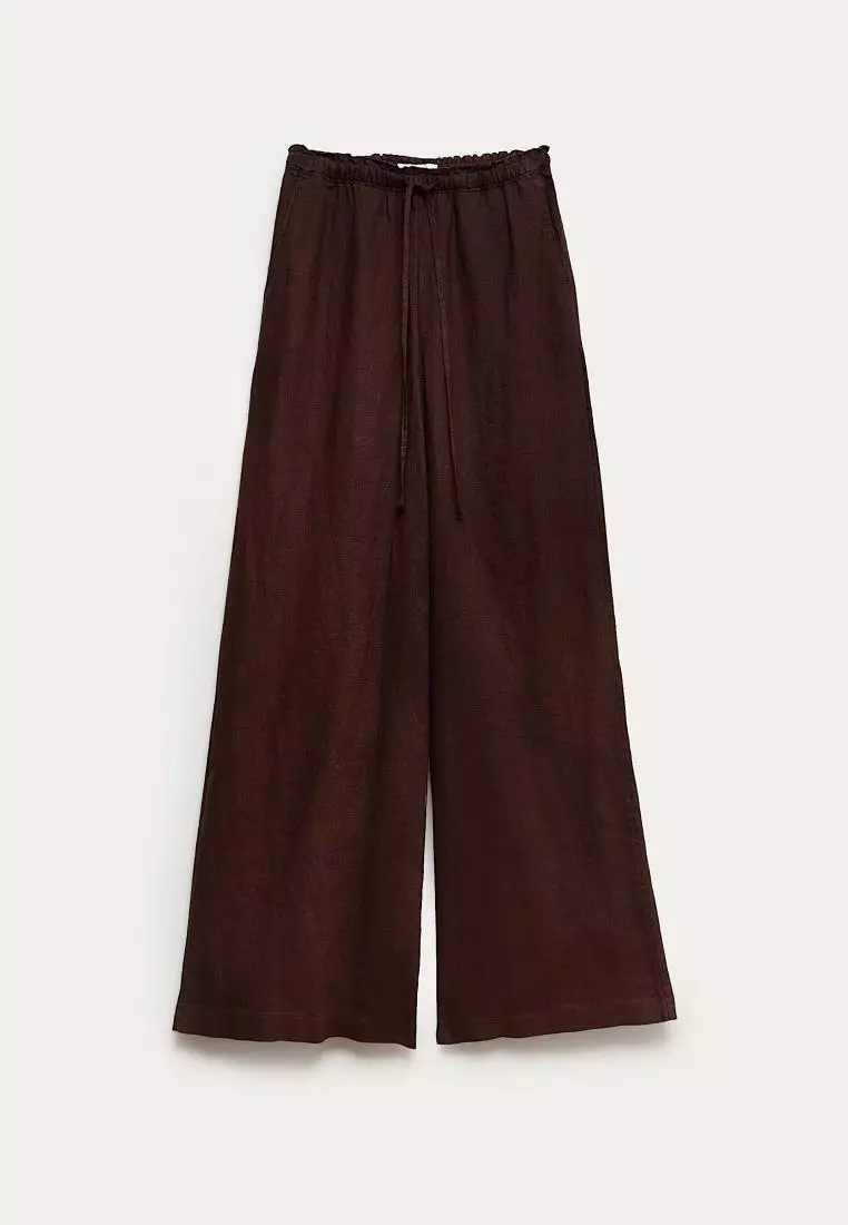 Pure Linen Wide Leg Palazzo Trousers