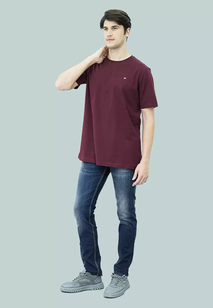 Johnwin - Kaos Casual Pria Model Polos Warna Maroon 622.M400.42.C