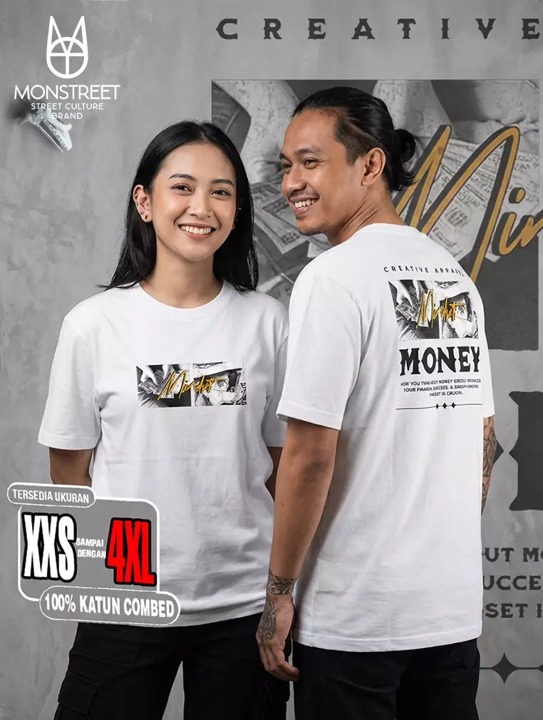 Monstreet Kaos Katun Combed 24S Grafis Reguler Fit Putih Tshirt UTR141 Cotton Combed 24S Graphic Tshirt Regular Fit White Tshirt