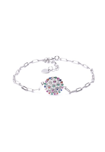 Millenne silver MILLENNE Multifaceted Disc Studded Multicolors Cubic Zirconia White Gold Bracelet with 925 Sterling Silver 40719AC3D5FEE6GS_1
