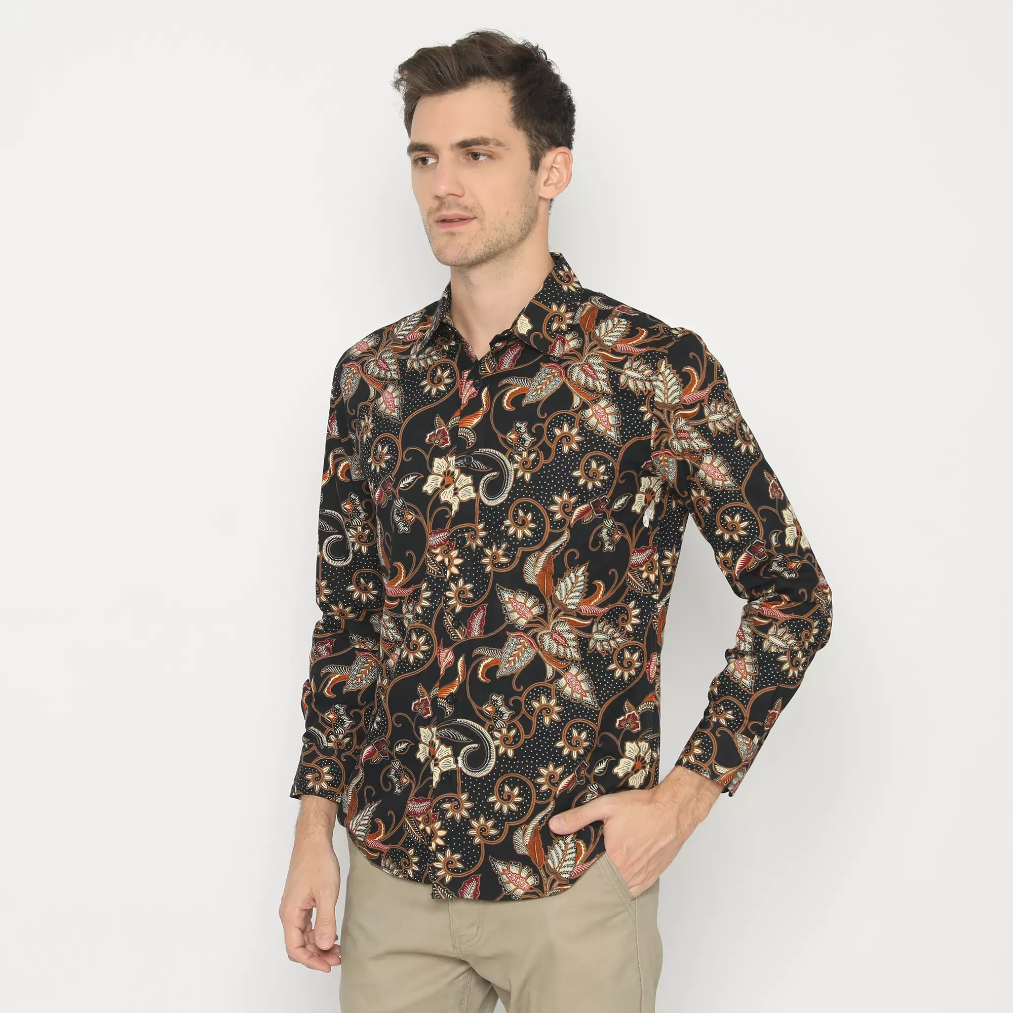 Platini Kemeja Batik Pria Lengan Panjang Katun Hitam 460529