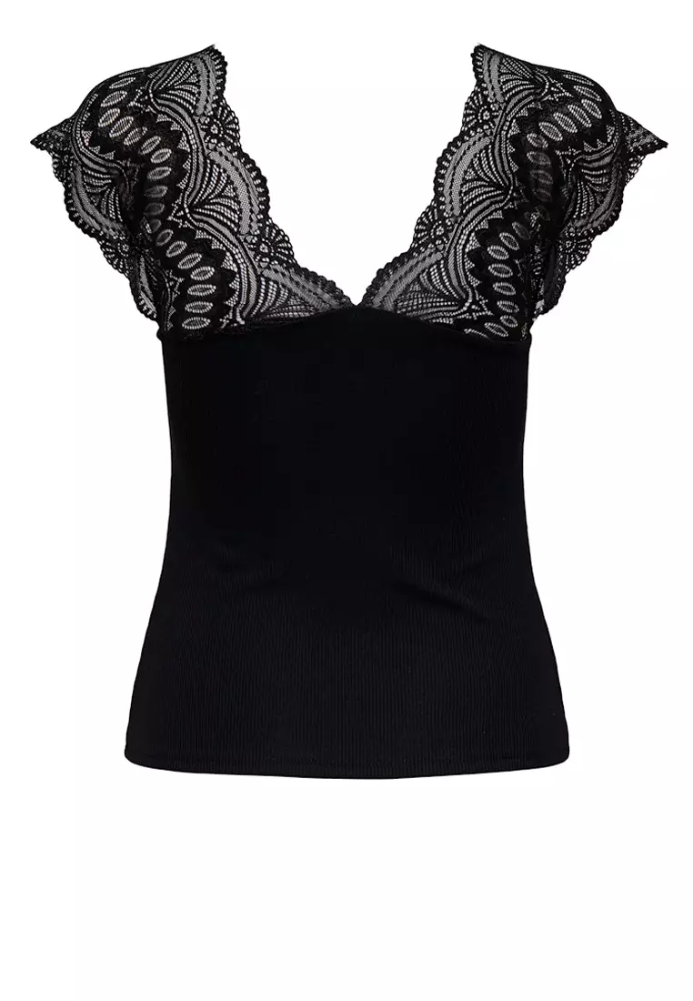 V-Neck Lace Top