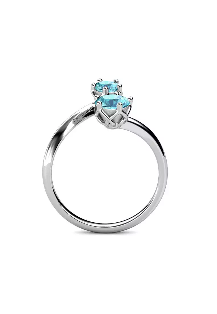 Birth Stone Ring March Aquamarine WG - Cincin Crystal by Her Jewellery