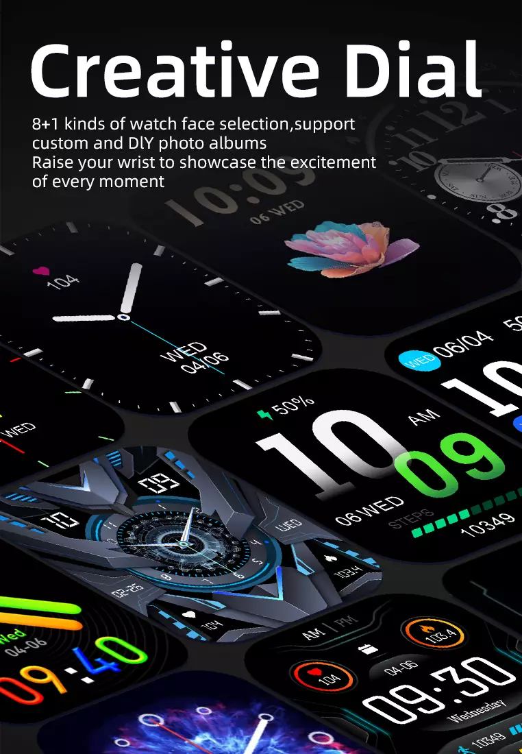 SmartWatch Layar1.96" Fungsi Alarm Denyut Jantung Jam Pintar FitnessTracker Bluetooth Musik pink dengan gelang gratis