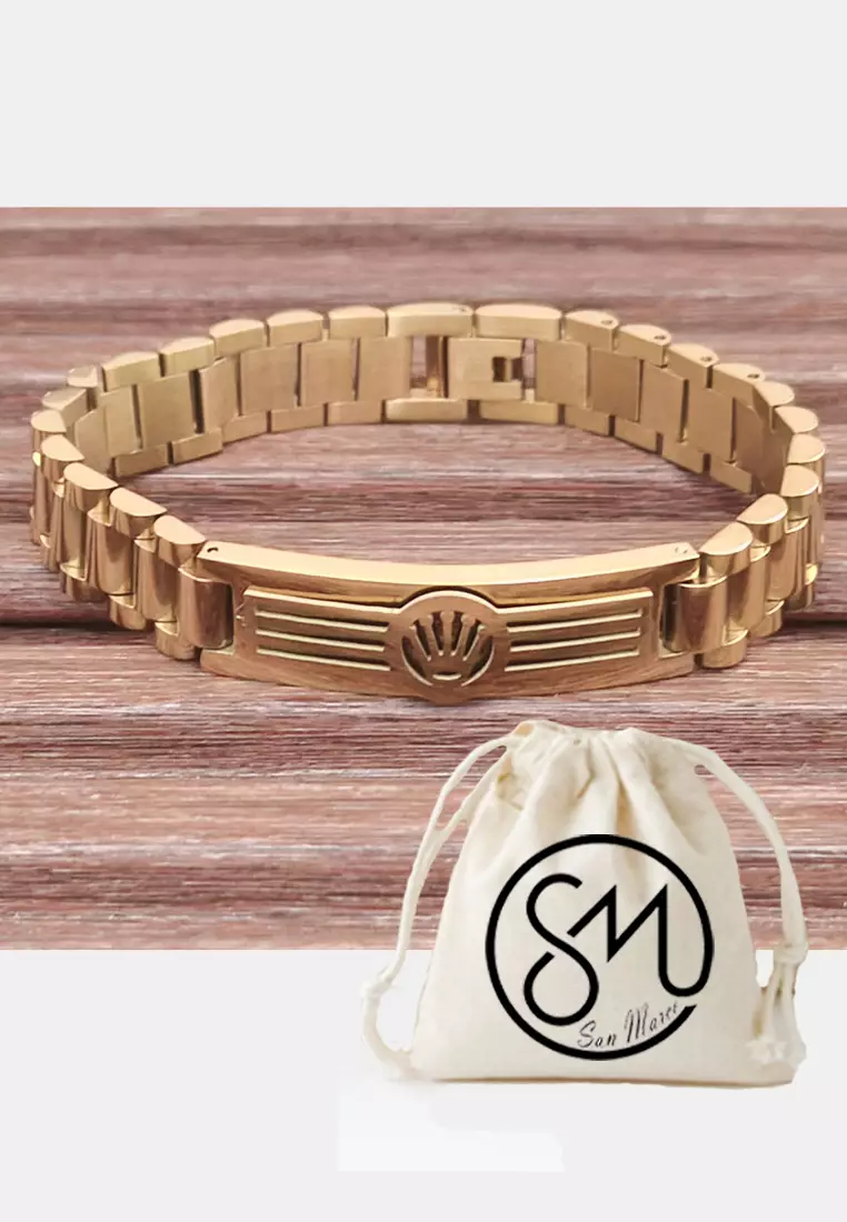 Men's Accessories Crowns Stainless Steel Men's Bracelet Gelang Pria Gold